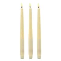 Celestial Lights 15.3" Ivory Wax USB Rechargeable Wax coated Taper Candle (3 Pack)